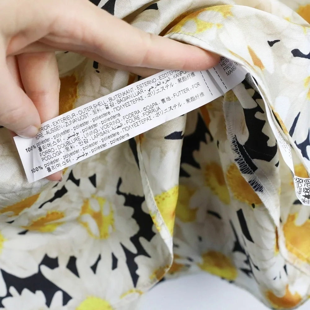 Zara floral daisy print top yellow blouse puff sleeve flowers spring summer S